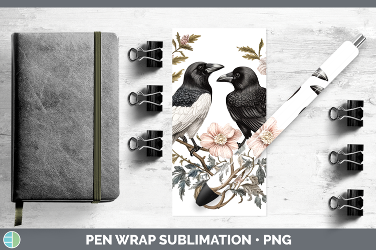 Birds 01 Vintage Crow Pen Wrap Sublimation Pen Designs