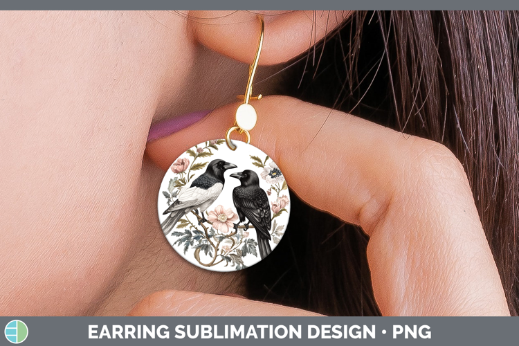 Birds 01 Vintage Crow Round Earrings Sublimation Earrings De