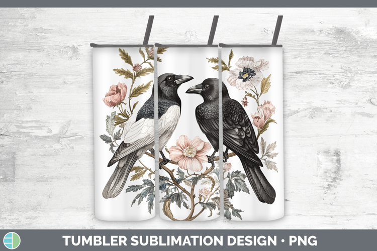 Birds 01 Vintage Crow Tumbler Sublimation 20 oz Skinny Tumbl