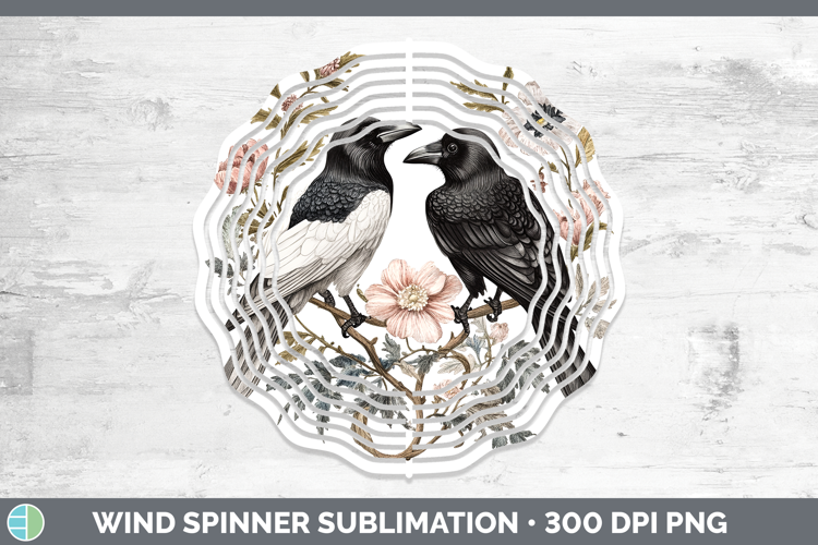 Birds 01 Vintage Crow Wind Spinner Sublimation Spinner Desig