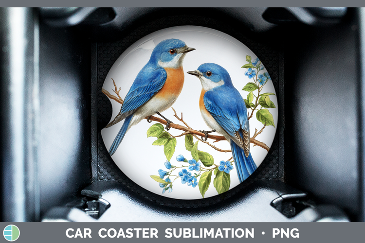 Birds 01 Vintage Eastern Bluebird Car Coaster Sublimation D