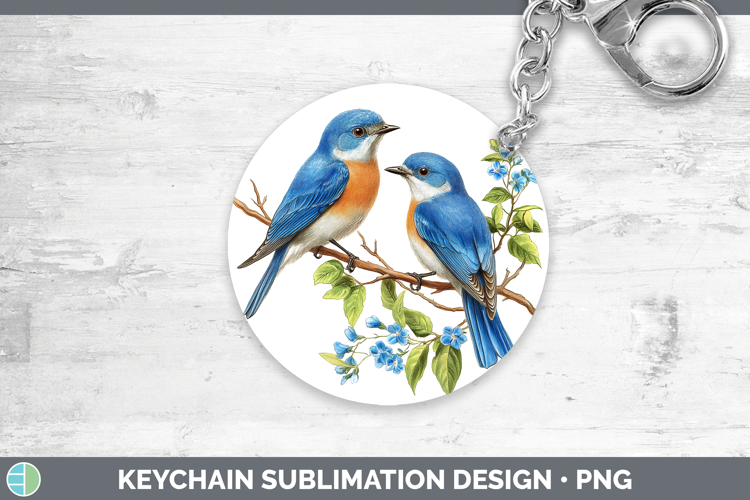Birds 01 Vintage Eastern Bluebird Keychain Sublimation Keyri