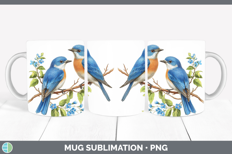 Birds 01 Vintage Eastern Bluebird Mug Wrap Sublimation Coffe