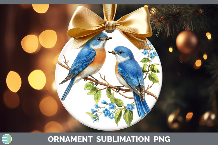 Birds 01 Vintage Eastern Bluebird Ornament Sublimation Baubl