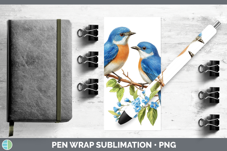 Birds 01 Vintage Eastern Bluebird Pen Wrap Sublimation Pen D