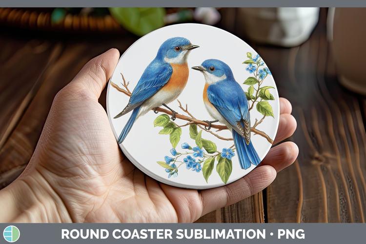 Birds 01 Vintage Eastern Bluebird Round Coaster Sublimation