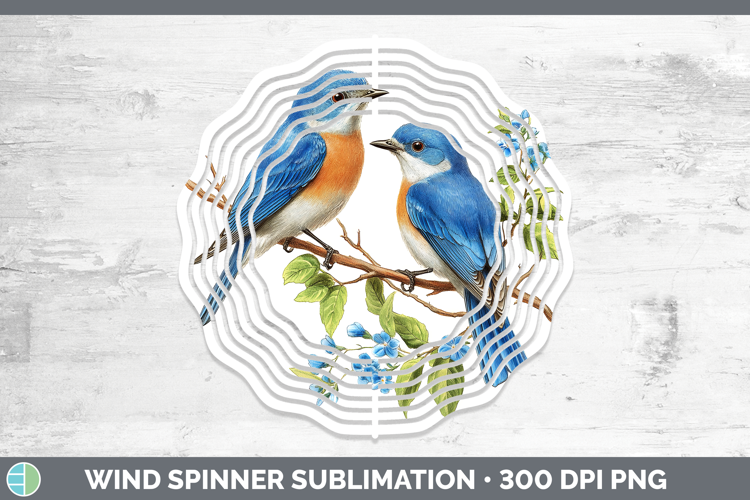 Birds 01 Vintage Eastern Bluebird Wind Spinner Sublimation S
