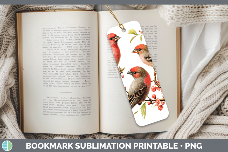 Birds 01 Vintage Finch Bookmark Sublimation Printable Design