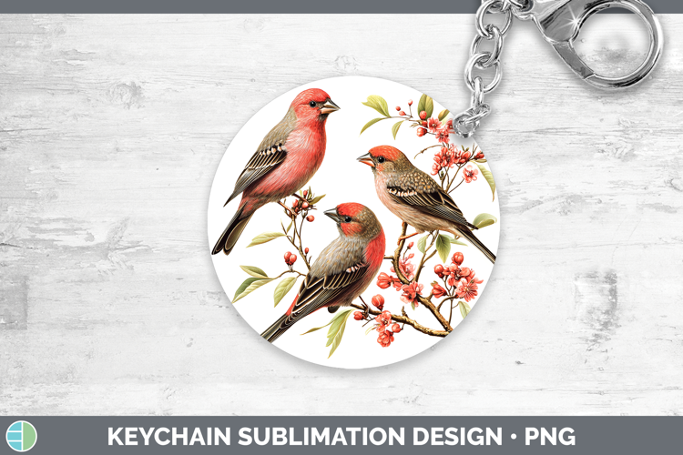 Birds 01 Vintage Finch Keychain Sublimation Keyring Designs