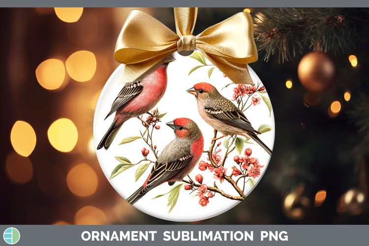 Birds 01 Vintage Finch Ornament Sublimation Bauble Designs