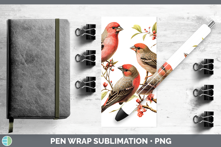 Birds 01 Vintage Finch Pen Wrap Sublimation Pen Designs