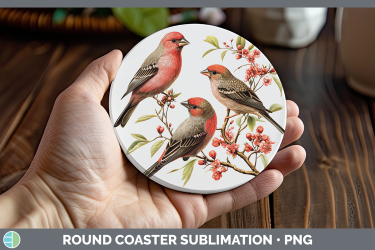 Birds 01 Vintage Finch Round Coaster Sublimation Coaster Des