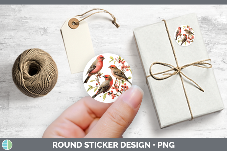 Birds 01 Vintage Finch Stickers | Round Labels Designs