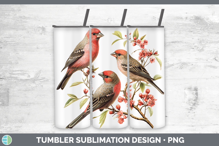 Birds 01 Vintage Finch Tumbler Sublimation 20 oz Skinny Tumb