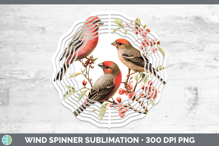 Birds 01 Vintage Finch Wind Spinner Sublimation Spinner Desi