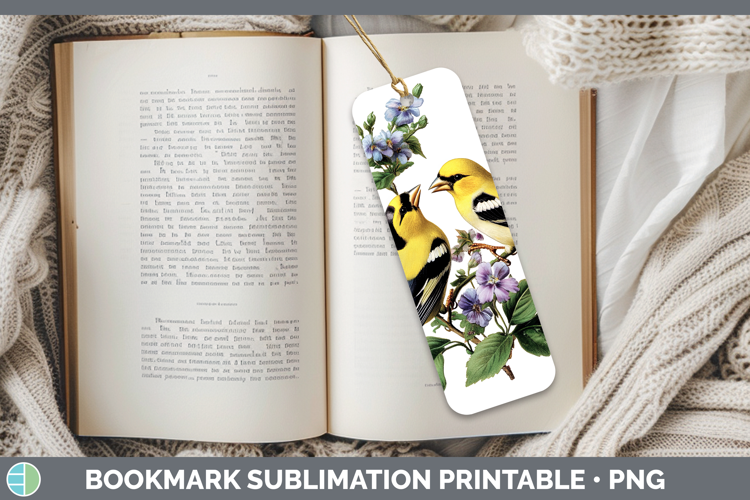 Birds 01 Vintage Goldfinch Bookmark Sublimation Printable De
