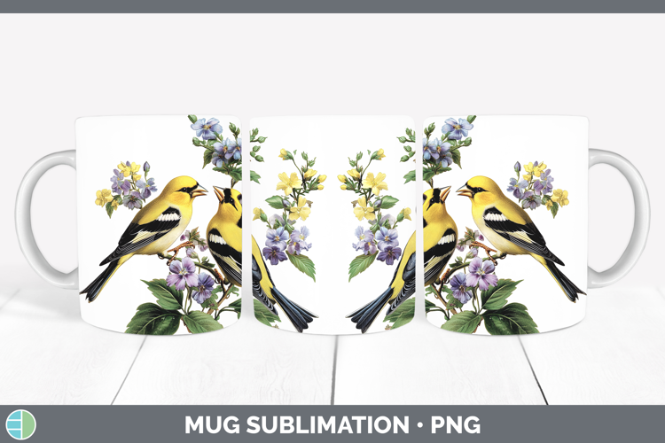 Birds 01 Vintage Goldfinch Mug Wrap Sublimation Coffee Cup D
