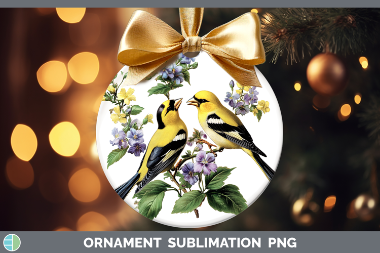 Birds 01 Vintage Goldfinch Ornament Sublimation Bauble Desig