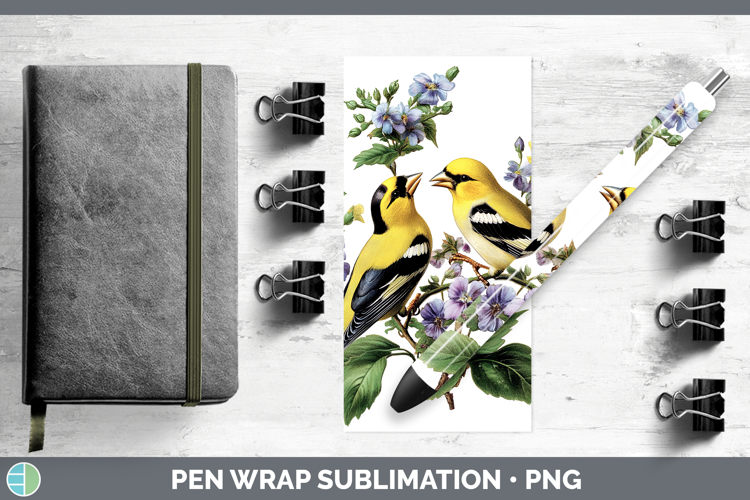 Birds 01 Vintage Goldfinch Pen Wrap Sublimation Pen Designs