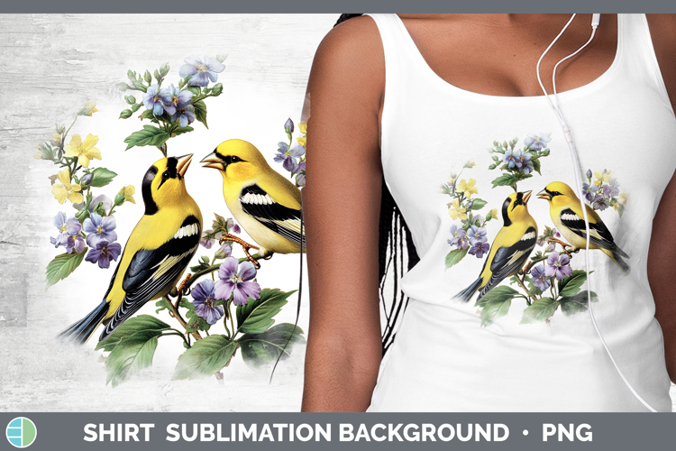 Birds 01 Vintage Goldfinch Shirt Sublimation Background Desi