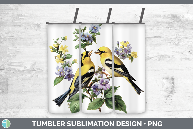 Birds 01 Vintage Goldfinch Tumbler Sublimation 20 oz Skinny