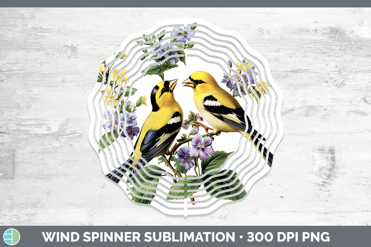 Birds 01 Vintage Goldfinch Wind Spinner Sublimation Spinner