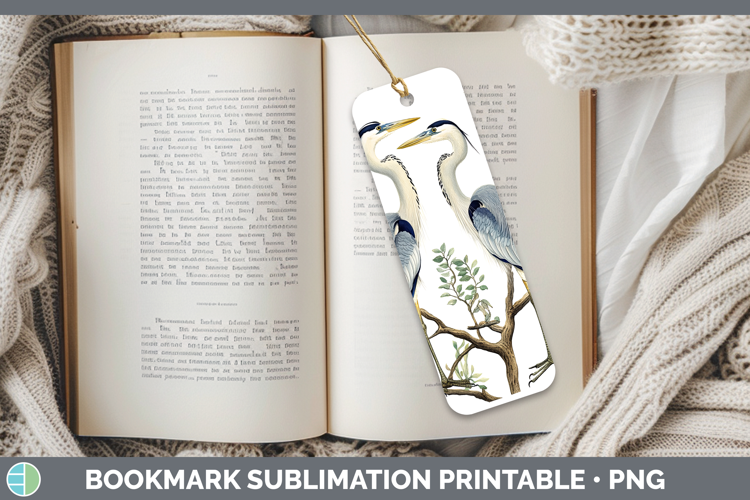 Birds 01 Vintage Great Blue Heron Bookmark Sublimation Print