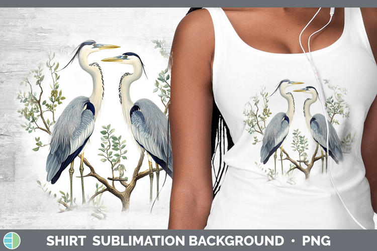Birds 01 Vintage Great Blue Heron Shirt Sublimation Backgrou