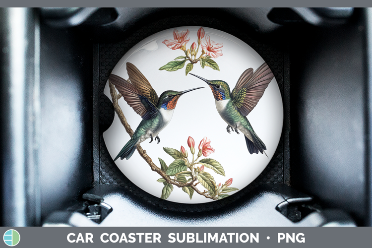 Birds 01 Vintage Hummingbird Car Coaster Sublimation Design