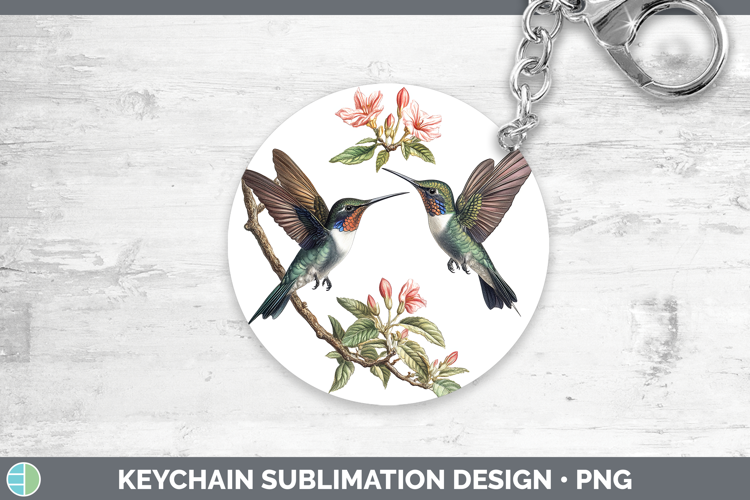 Birds 01 Vintage Hummingbird Keychain Sublimation Keyring De