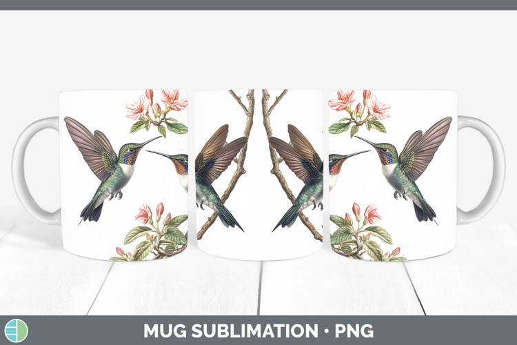 Birds 01 Vintage Hummingbird Mug Wrap Sublimation Coffee Cup