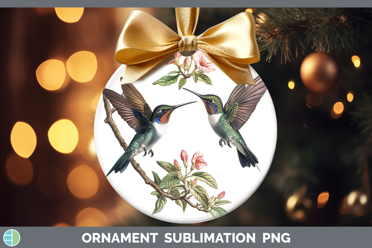 Birds 01 Vintage Hummingbird Ornament Sublimation Bauble Des