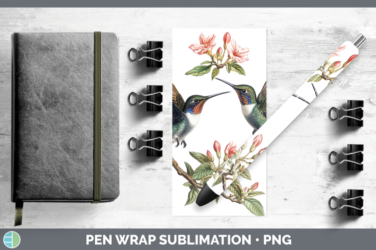 Birds 01 Vintage Hummingbird Pen Wrap Sublimation Pen Design