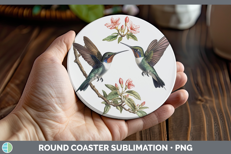 Birds 01 Vintage Hummingbird Round Coaster Sublimation Coast