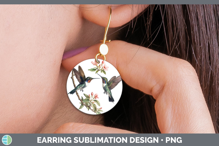 Birds 01 Vintage Hummingbird Round Earrings Sublimation Earr