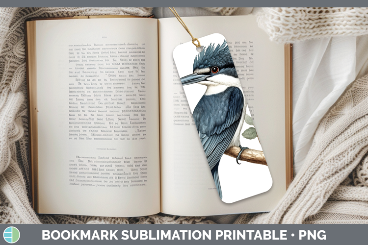 Birds 01 Vintage Kingfisher Bookmark Sublimation Printable D