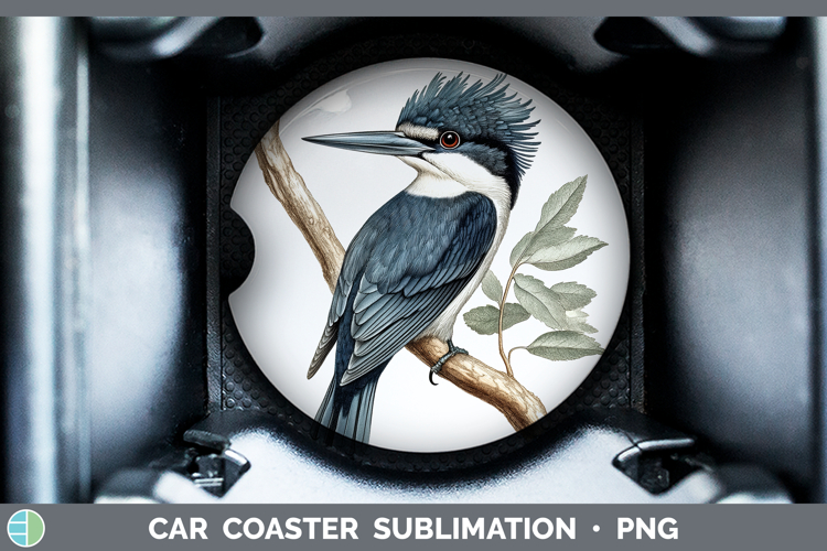 Birds 01 Vintage Kingfisher Car Coaster Sublimation Designs