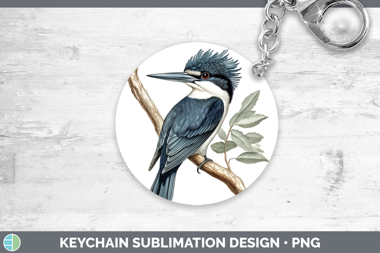 Birds 01 Vintage Kingfisher Keychain Sublimation Keyring Des