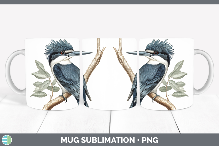 Birds 01 Vintage Kingfisher Mug Wrap Sublimation Coffee Cup