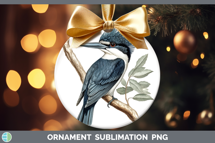 Birds 01 Vintage Kingfisher Ornament Sublimation Bauble Desi