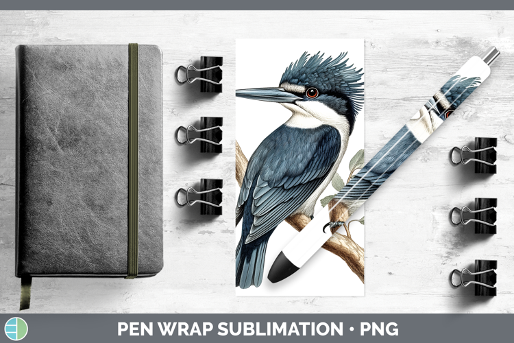 Birds 01 Vintage Kingfisher Pen Wrap Sublimation Pen Designs