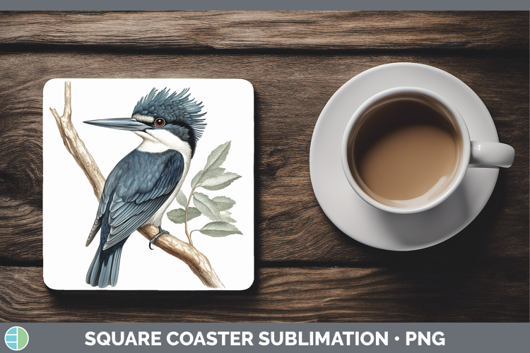Birds 01 Vintage Kingfisher Square Coaster Sublimation Coast