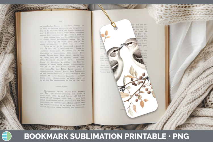 Birds 01 Vintage Mockingbird Bookmark Sublimation Printable