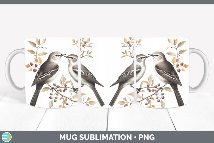 Birds 01 Vintage Mockingbird Mug Wrap Sublimation Coffee Cup