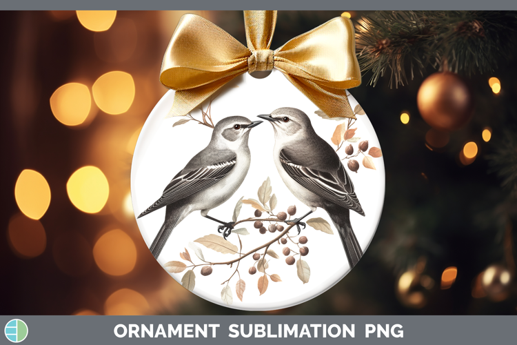 Birds 01 Vintage Mockingbird Ornament Sublimation Bauble Des