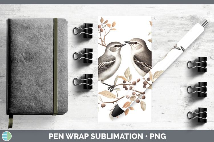 Birds 01 Vintage Mockingbird Pen Wrap Sublimation Pen Design