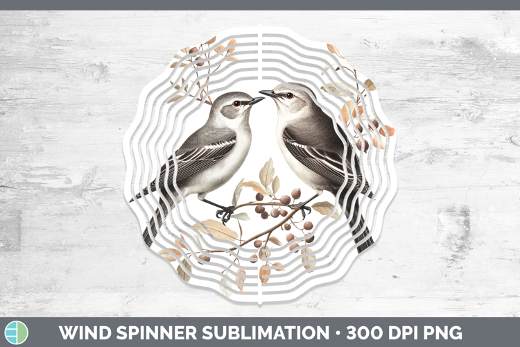 Birds 01 Vintage Mockingbird Wind Spinner Sublimation Spinne