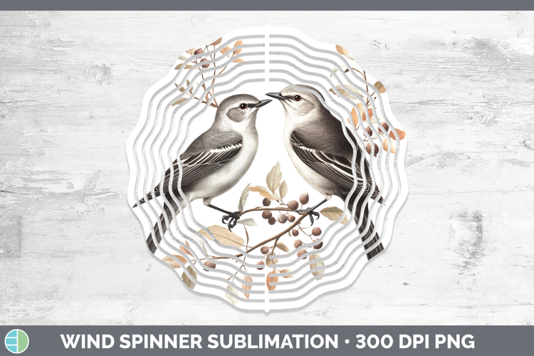 Birds 01 Vintage Mockingbird Wind Spinner Sublimation Spinne