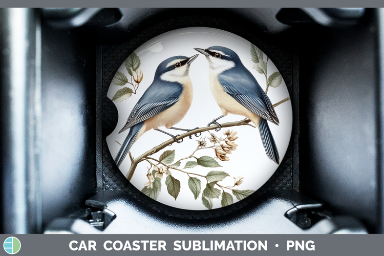 Birds 01 Vintage Nuthatch Car Coaster Sublimation Designs