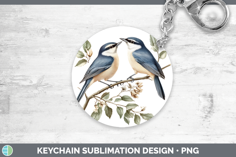 Birds 01 Vintage Nuthatch Keychain Sublimation Keyring Desig